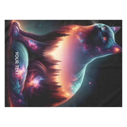 Fantasy Schattige Cat Double Exposition Tafelkleed (Voorkant (Horizontaal))