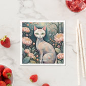 Fantasy Schattige Cat Flowers Forest Servet (Insitu)