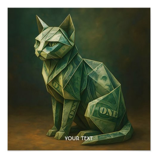 Fantasy Schattige Cat Money Origami Perfect Poster (Voorkant)