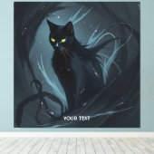 Fantasy Schattige Cat Night Black Canvas Afdruk (Insitu (Houten vloer))