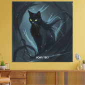 Fantasy Schattige Cat Night Black Canvas Afdruk (Insitu (Woonkamer))