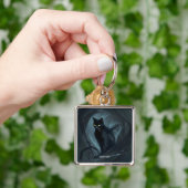 Fantasy Schattige Cat Night Black Sleutelhanger (Hand)
