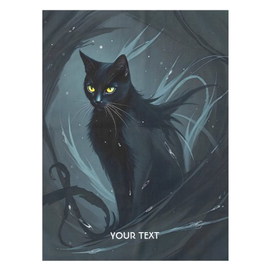 Fantasy Schattige Cat Night Black Tafelkleed (Voorkant)