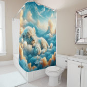 Fantasy Schattige Clouds Baby Lion Douchegordijn (In situ)