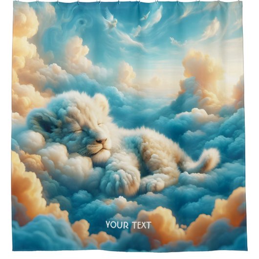 Fantasy Schattige Clouds Baby Lion Douchegordijn (Voorkant)