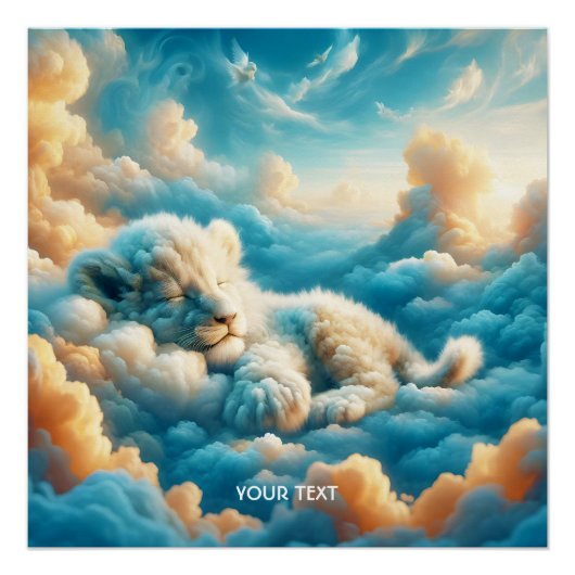 Fantasy Schattige Clouds Baby Lion Perfect Poster (Voorkant)