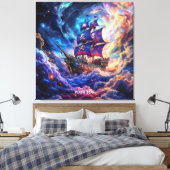 Fantasy Schattige Clouds Ship Space Canvas Afdruk (Insitu (Slaapkamer))