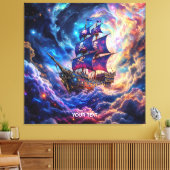 Fantasy Schattige Clouds Ship Space Canvas Afdruk (Insitu (Woonkamer))