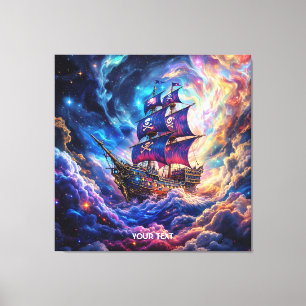Fantasy Schattige Clouds Ship Space Canvas Afdruk