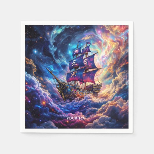 Fantasy Schattige Clouds Ship Space Servet (Voorkant)