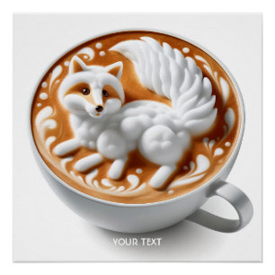 Fantasy Schattige Coffee Fox Cup Perfect Poster