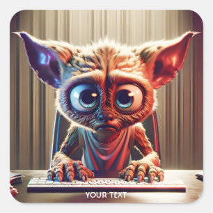 Fantasy Schattige Creature computertoetsenbord Vierkante Sticker