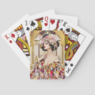 Fantasy Schattige Dame Art Deco Pokerkaarten