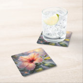 Fantasy Schattige Delicate Hibiscus Flower Kartonnen Onderzetters (Insitu)