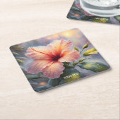 Fantasy Schattige Delicate Hibiscus Flower Kartonnen Onderzetters (Schuin)