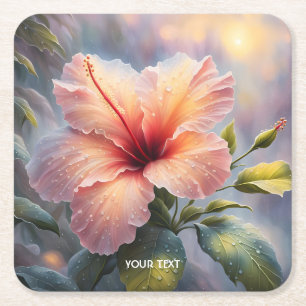 Fantasy Schattige Delicate Hibiscus Flower Kartonnen Onderzetters