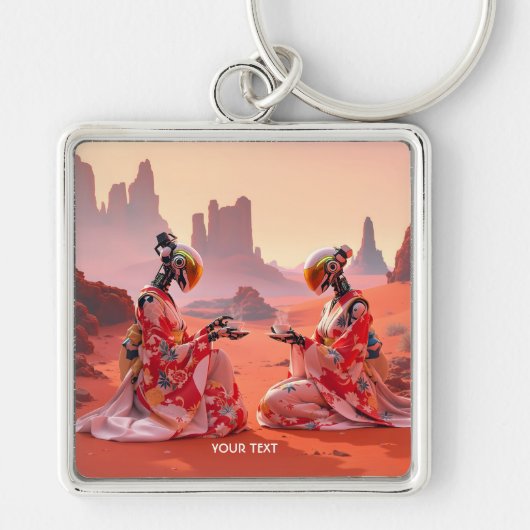 Fantasy Schattige Desert Mars Tea Sleutelhanger (Voorkant)