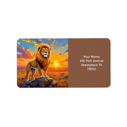 Fantasy Schattige Desert Rock Lion Etiket (Voorkant)