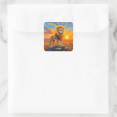 Fantasy Schattige Desert Rock Lion Vierkante Sticker (Tas)