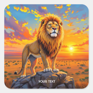 Fantasy Schattige Desert Rock Lion Vierkante Sticker