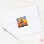 Fantasy Schattige Desert Rock Lion Vierkante Sticker (Envelop)