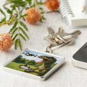 Fantasy Schattige Dinosaurus Drone Forest Sleutelhanger (Zijkant)