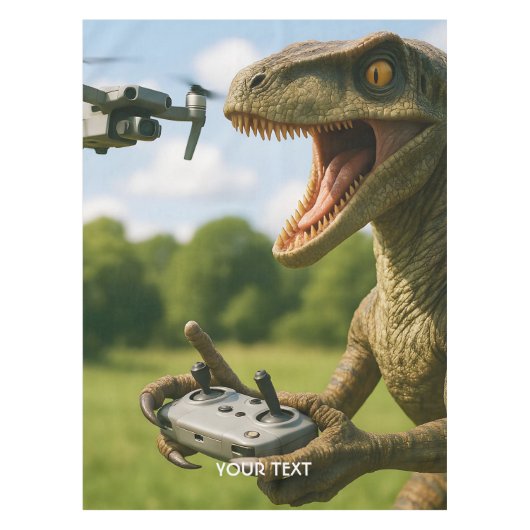 Fantasy Schattige Dinosaurus Drone Forest Tafelkleed (Voorkant)