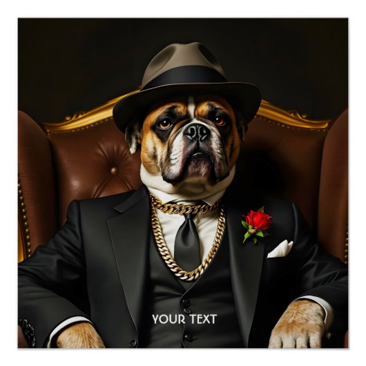 Fantasy Schattige Dog Black Suit Perfect Poster (Voorkant)