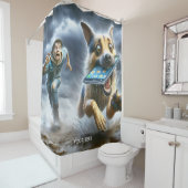 Fantasy Schattige Dog Boy Telefoon Douchegordijn (In situ)