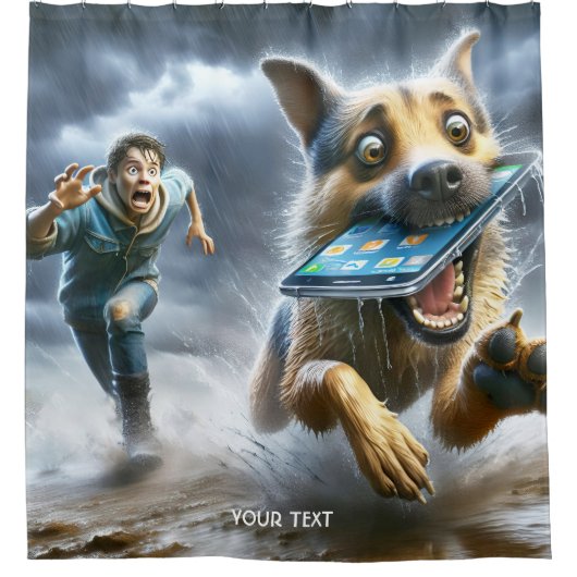Fantasy Schattige Dog Boy Telefoon Douchegordijn (Voorkant)
