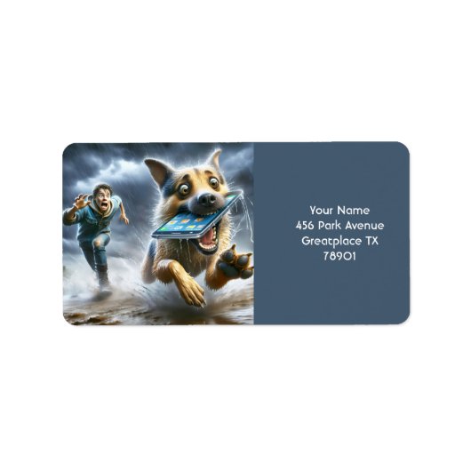 Fantasy Schattige Dog Boy Telefoon Etiket (Voorkant)
