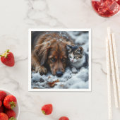 Fantasy Schattige Dog Cat Snow Servet (Insitu)