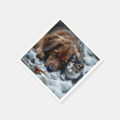 Fantasy Schattige Dog Cat Snow Servet (Hoek)
