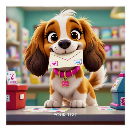 Fantasy Schattige Dog Post Letter Perfect Poster (Voorkant)