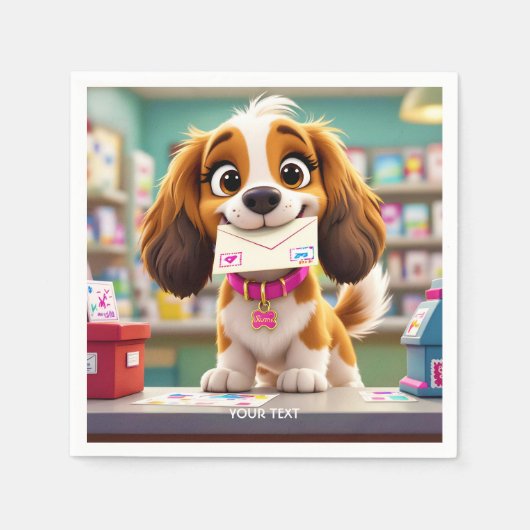 Fantasy Schattige Dog Post Letter Servet (Voorkant)