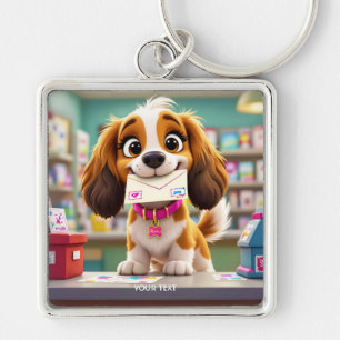 Fantasy Schattige Dog Post Letter Sleutelhanger