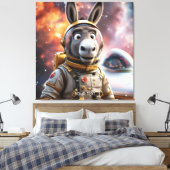 Fantasy Schattige Donkey Astronaut Space Canvas Afdruk (Insitu (Slaapkamer))