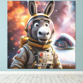 Fantasy Schattige Donkey Astronaut Space Canvas Afdruk (Insitu (Houten vloer))