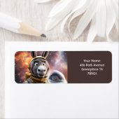 Fantasy Schattige Donkey Astronaut Space Etiket (Insitu)