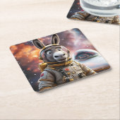 Fantasy Schattige Donkey Astronaut Space Kartonnen Onderzetters (Schuin)