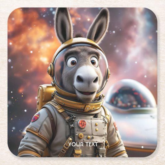 Fantasy Schattige Donkey Astronaut Space Kartonnen Onderzetters (Voorkant)