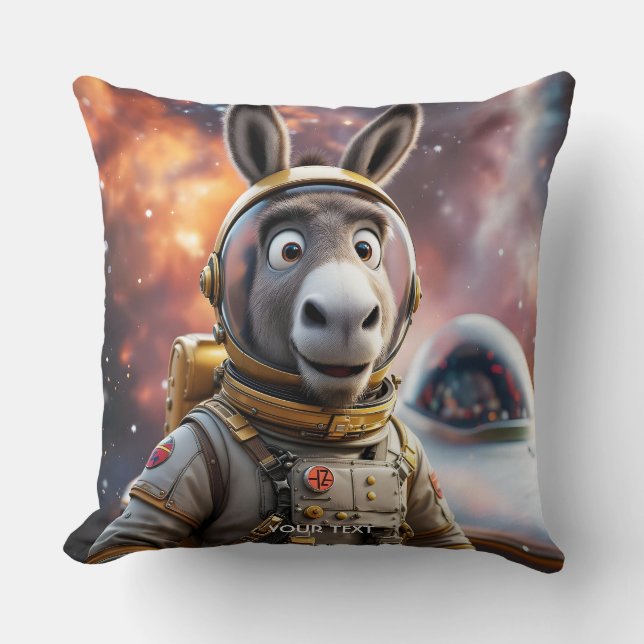 Fantasy Schattige Donkey Astronaut Space Kussen (Voorkant)