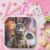 Fantasy Schattige Donkey Astronaut Space Papieren Bordje (Feest)