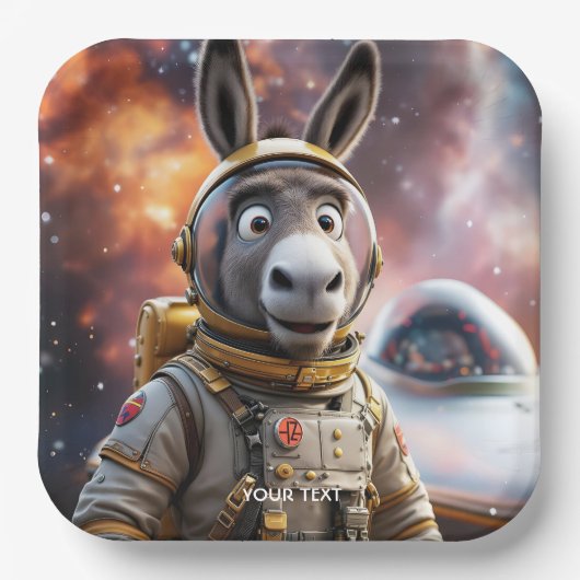 Fantasy Schattige Donkey Astronaut Space Papieren Bordje (Voorkant)