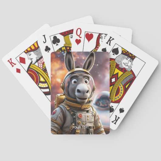 Fantasy Schattige Donkey Astronaut Space Pokerkaarten (Achterkant)