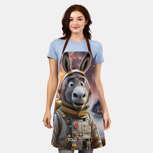 Fantasy Schattige Donkey Astronaut Space Schort (Gedragen)