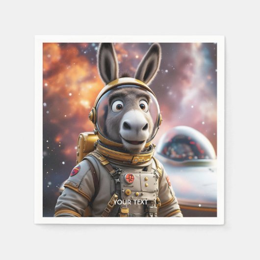 Fantasy Schattige Donkey Astronaut Space Servet (Voorkant)