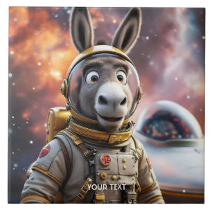 Fantasy Schattige Donkey Astronaut Space Tegeltje