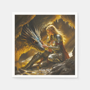 Fantasy Schattige Draak Vrouwelijke Krijger Servet