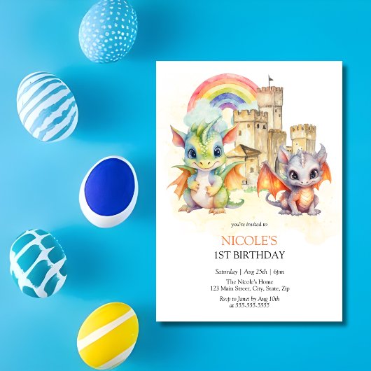Fantasy Schattige Dragon Castle Rainbow Kids Verja Kaart